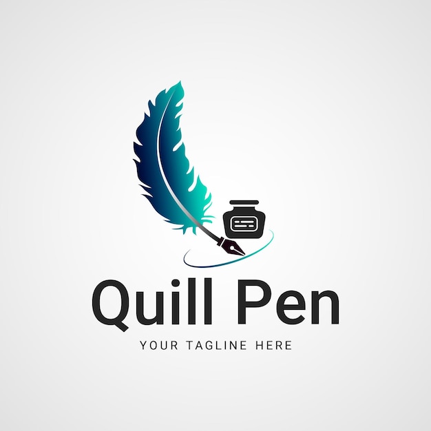 Elegante logotipo vectorial de pluma de pluma para profesionales de diseño vectorial