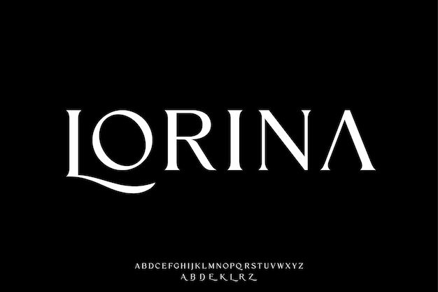 Elegante lujo agudo serif alfabeto pantalla fuente vectorial con swoosh alternativo tipo de letra minimalista