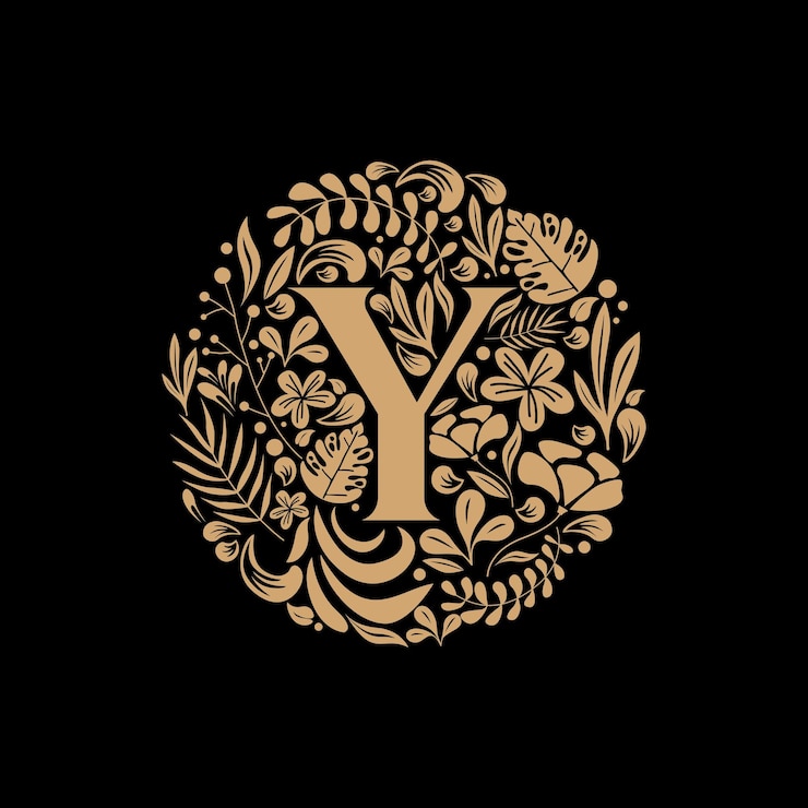 Vector elegante lujo letra y círculo flores florales