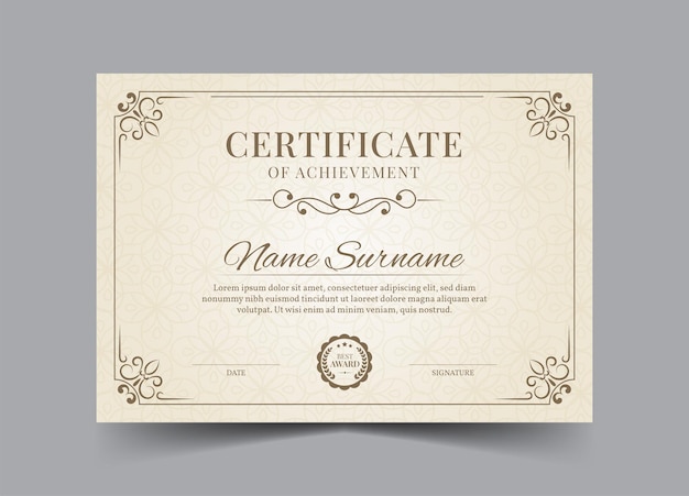Elegante y lujoso modelo de certificado antecedentes de diplomas de premios