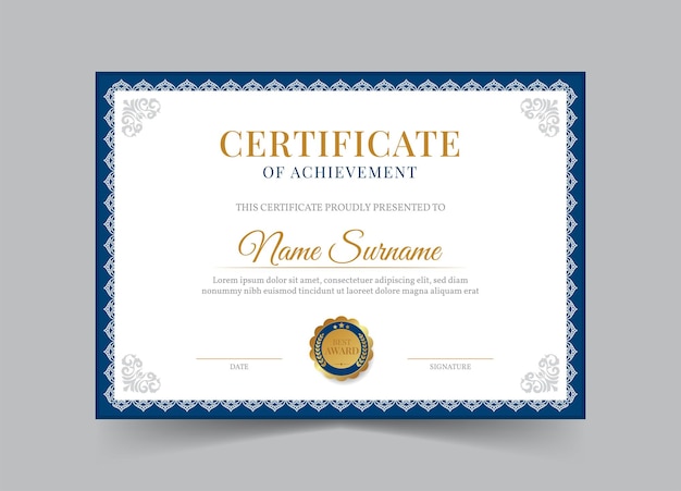 Elegante y lujoso modelo de certificado antecedentes de diplomas de premios