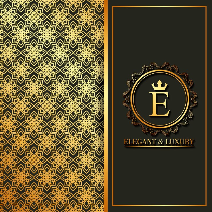 Vector elegante y lujoso monograma dorado flores pancartas
