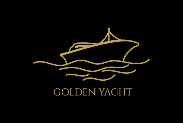 Elegante y lujoso yate dorado para el logotipo de ocean nautical