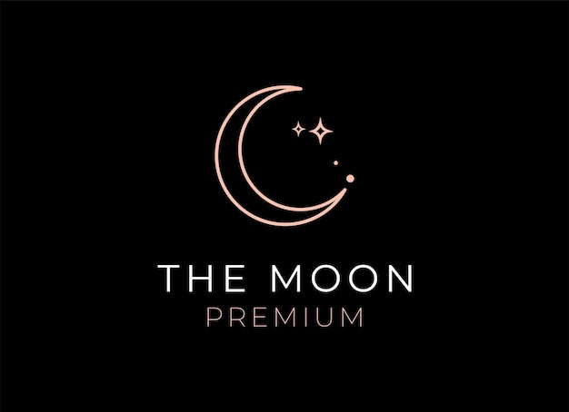 elegante luna creciente y estrella logotipo diseño línea icono vector en estilo de lujo contorno lineal