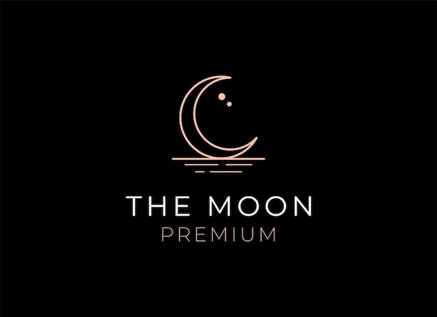 elegante luna creciente y estrella logotipo diseño línea icono vector en estilo de lujo contorno lineal