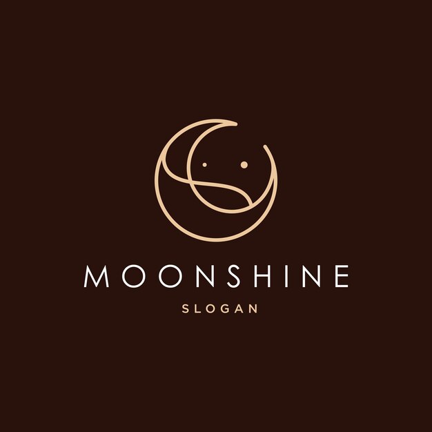elegante luna creciente y estrella logotipo diseño línea icono vector en estilo de lujo contorno lineal