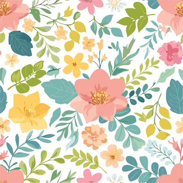 Elegante mano dibujada floral de patrones sin fisuras