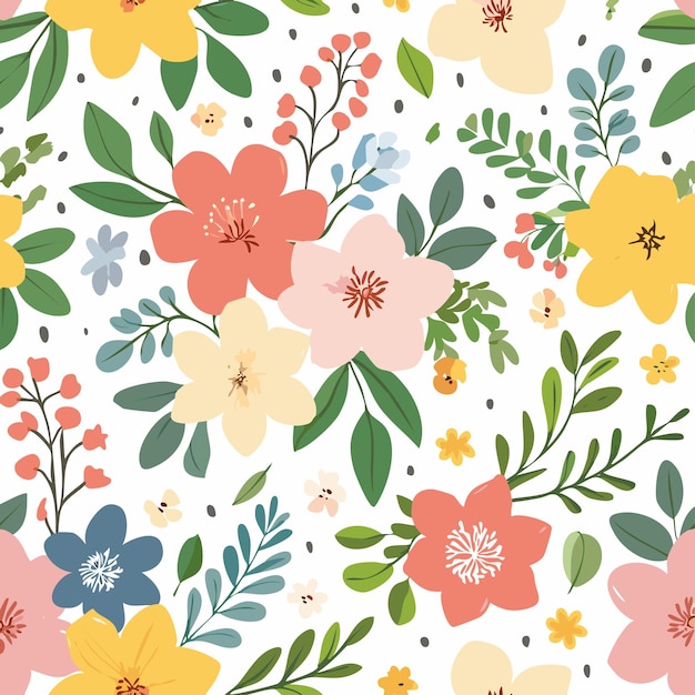 Elegante mano dibujada floral de patrones sin fisuras