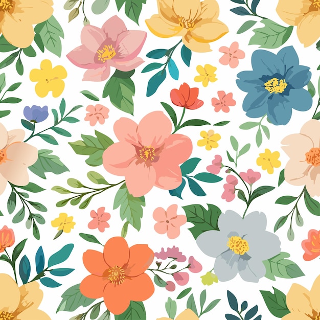 Elegante mano dibujada floral de patrones sin fisuras