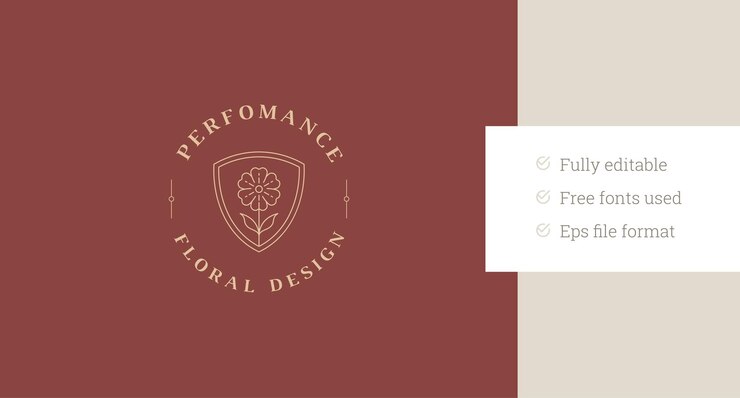 Elegante manzanilla floral en el escudo, círculo, línea de arte, diseño de logotipo, plantilla, ilustración vectorial.