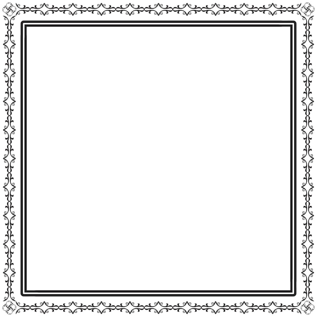 Elegante marco cuadrado en blanco y negro con diseño ornamental