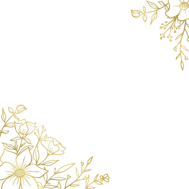 Elegante marco de esquina floral de oro