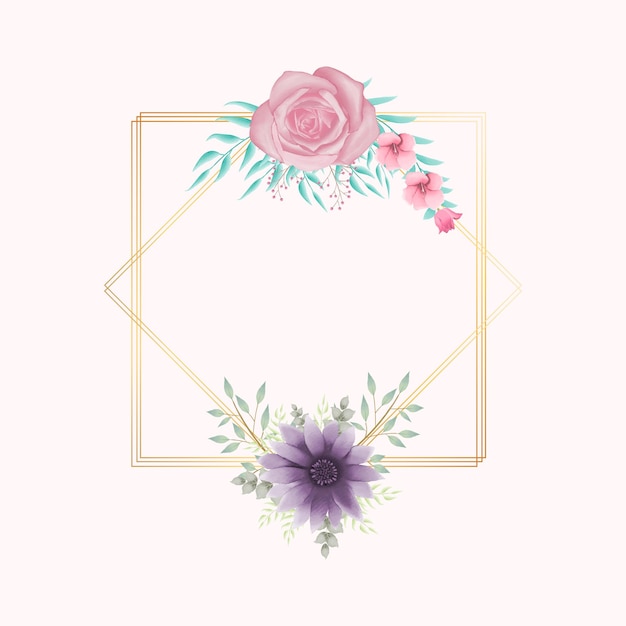 Vector elegante marco floral acuarela