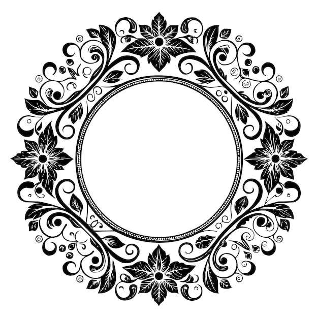 Elegante marco floral circular ornamental diseño de borde vintage marco vectorial redondo de flores