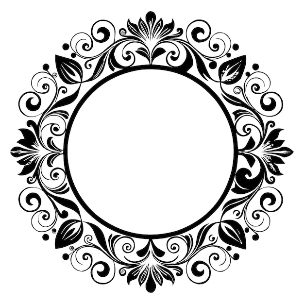 Elegante marco floral circular ornamental diseño de borde vintage marco vectorial redondo de flores