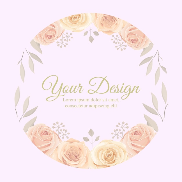 Elegante marco floral con diseño de rosas florecientes
