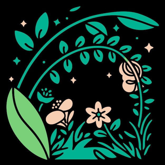 Elegante marco floral natural Ilustración de diseño vectorial de arte