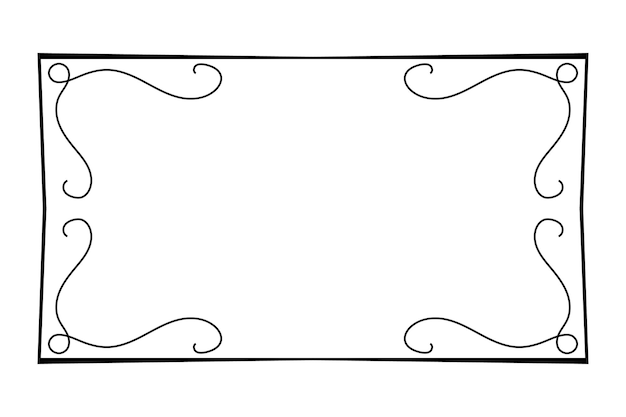 Elegante marco floral, silueta de borde en estilo garabato dibujado a mano aislado en blanco