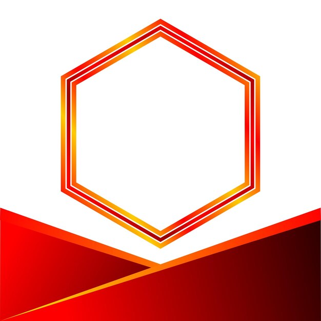 Elegante marco hexagonal con gradiente rojo y dorado