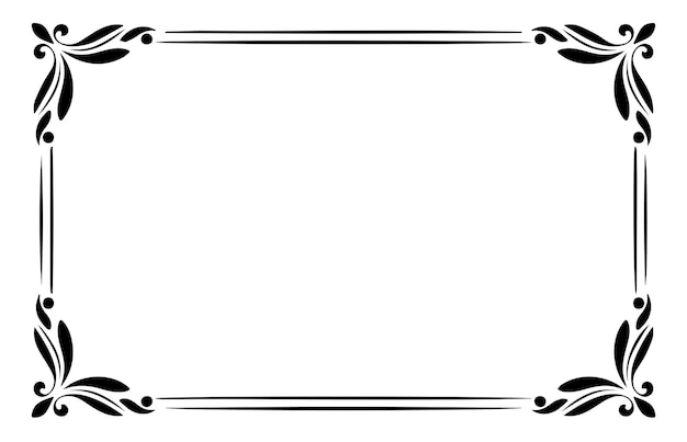 Elegante marco ornamentado en blanco y negro con esquinas florales