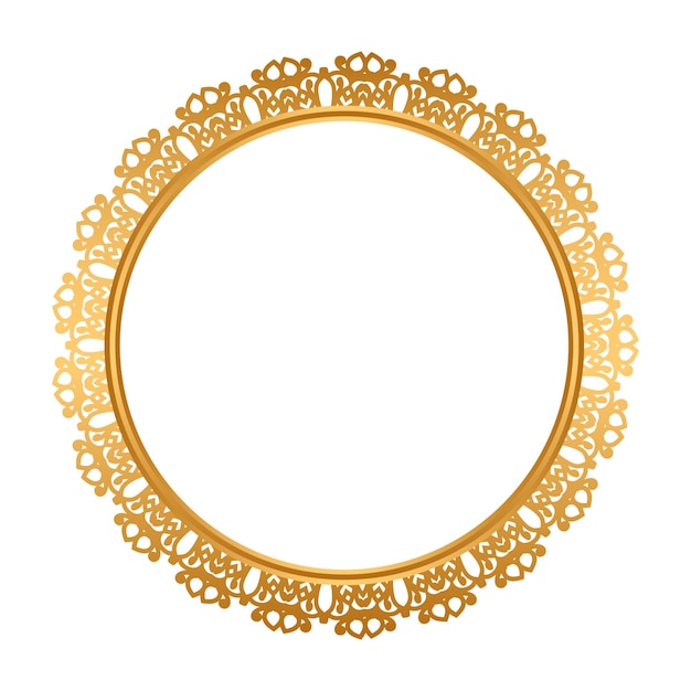 Elegante marco redondo ornamental de oro