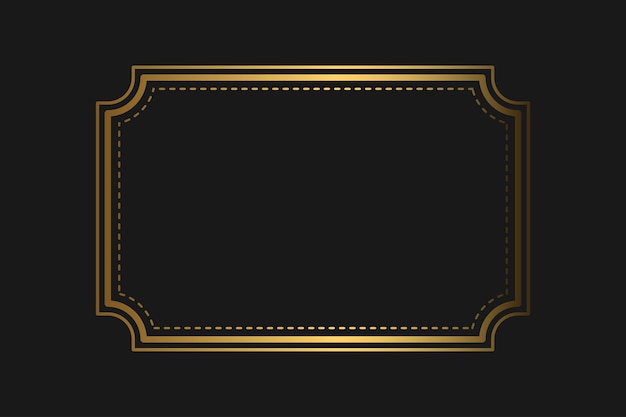 Elegante marco retro dorado vintage sobre fondo negro con patrones con espacio vacío Ilustración vectorial