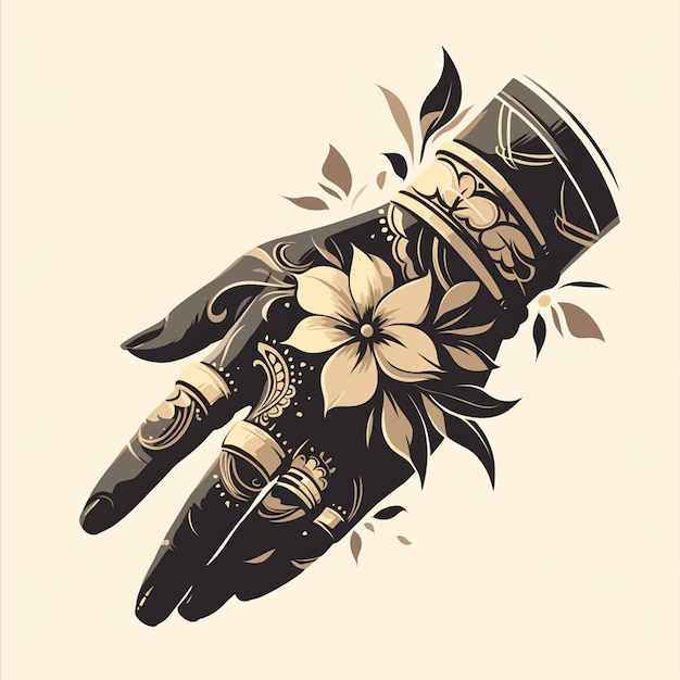 Vector el elegante mehndi diseña manos y pies graciosos