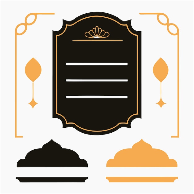 Elegante menú caligráfico dorado y elementos de diseño de invitaciones