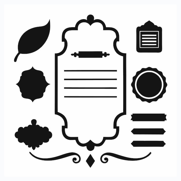 Elegante menú caligráfico dorado y elementos de diseño de invitaciones