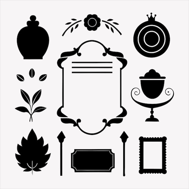 Elegante menú caligráfico dorado y elementos de diseño de invitaciones