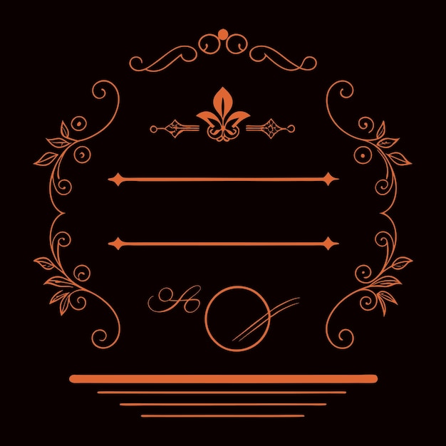 Elegante menú caligráfico dorado y elementos de diseño de invitaciones