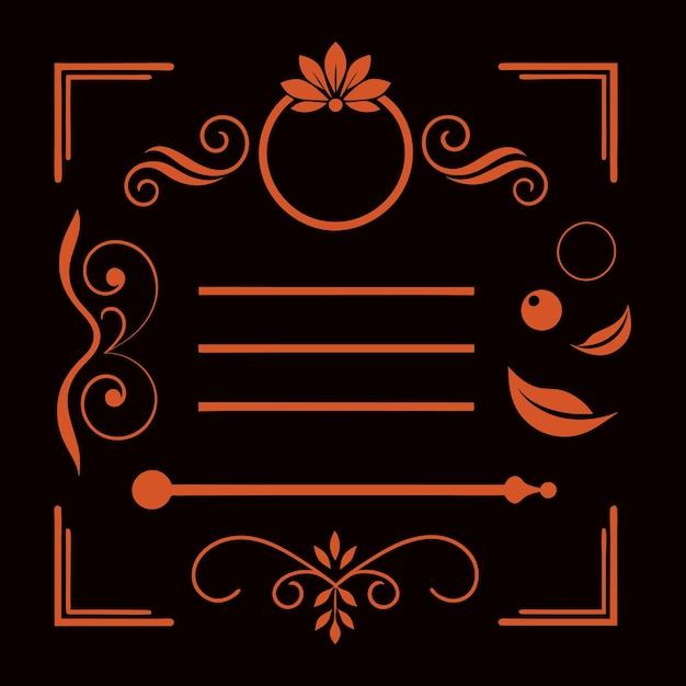 Elegante menú caligráfico dorado y elementos de diseño de invitaciones