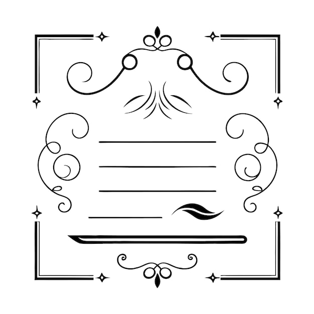 Elegante menú caligráfico dorado y elementos de diseño de invitaciones
