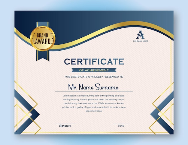elegante modelo de certificado de logro