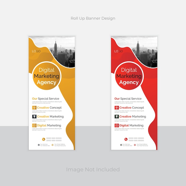 elegante y moderno diseño de banner enrollable de pie