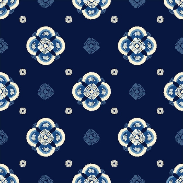 Elegante motivo floral en azul marino