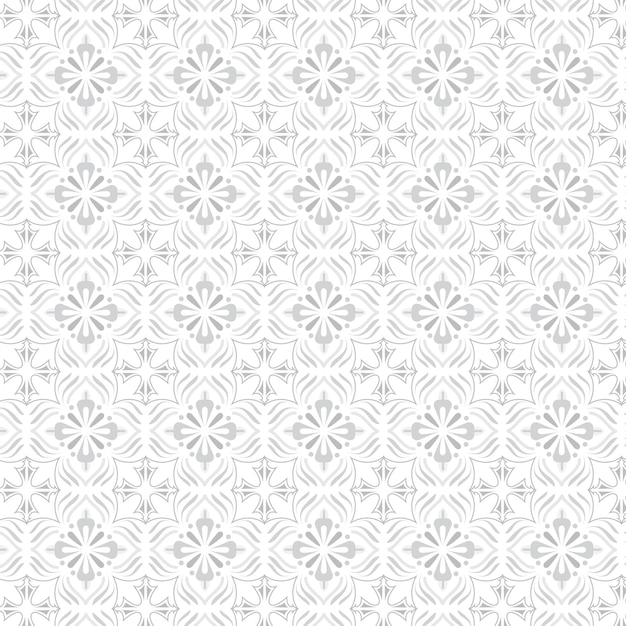 Elegante ornamento floral de plata con patrón sin costuras