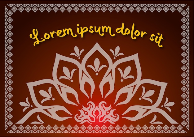 Elegante ornamento vectorial de color marrón rojo con estilo indio y árabe para invitaciones de pancartas, etc.