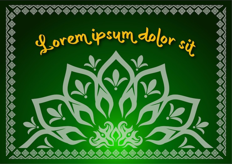 Vector elegante ornamento vectorial verde con estilo indio y árabe para invitaciones de pancartas, etc.