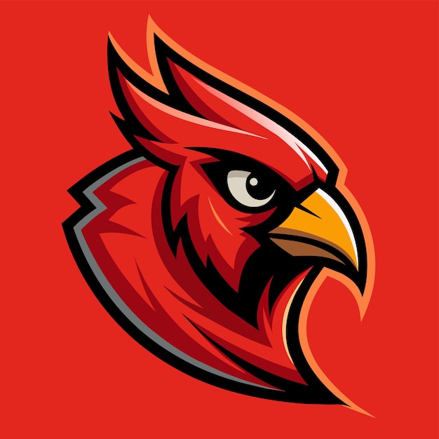 Un elegante pájaro rojo con un pico amarillo de pie contra un fondo rojo vibrante un elegante coche deportivo acelerando por una sinuosa carretera costera
