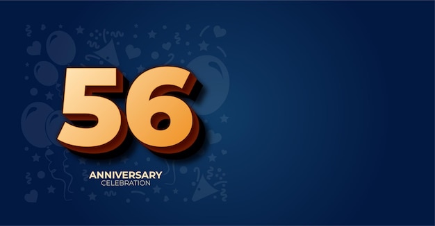 Elegante pancarta vectorial de 56 aniversario o cumpleaños con espacio de copia personalizable