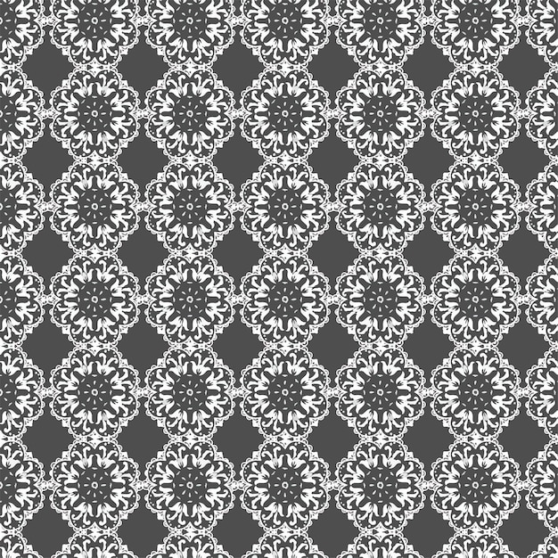 Elegante patrón adornado gris y blanco Repetición sin costuras