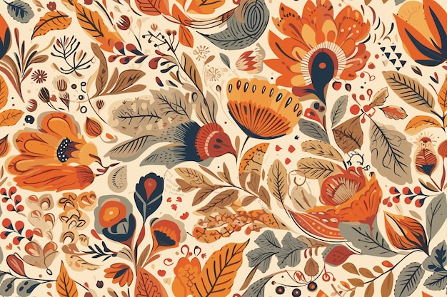 Elegante patrón colorido sin costuras con ilustración floral botánica
