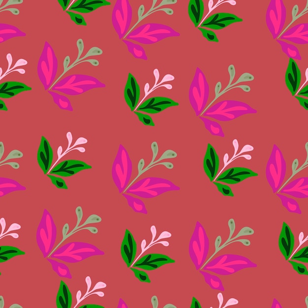 Elegante patrón sin costuras con hojas y flores dibujadas a mano