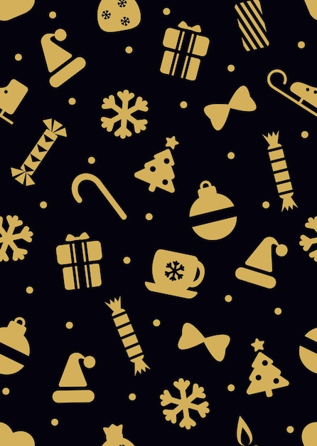 Elegante patrón sin costuras de Navidad Elementos dorados de Navidad en fondo oscuro Corporativo