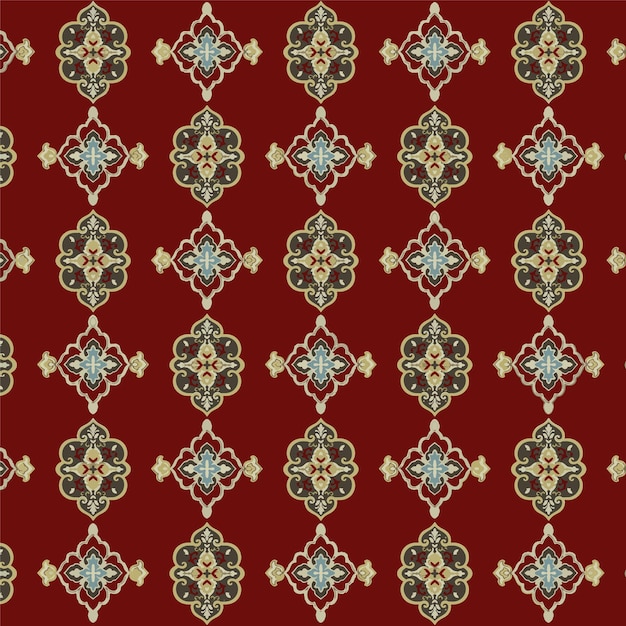 Elegante patrón de damasco sobre un fondo rojo oscuro