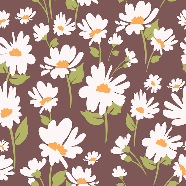 Elegante patrón floral abstracto con manzanillas y hojas Ideal para el diseño de superficies de papel de tela y etc.