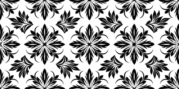 Elegante patrón floral en blanco y negro