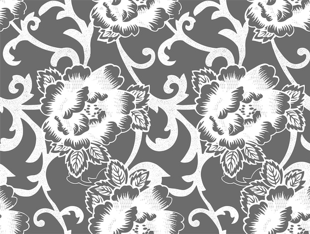 Elegante patrón floral gris y blanco Diseño sin costuras