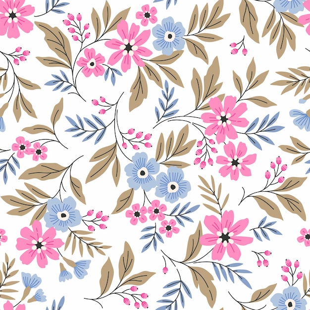 Vector elegante patrón floral en pequeñas flores de colores fondo transparente para impresión de moda